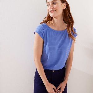NWT LOFT textured stripe tie back tee S